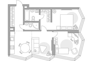 Планировка трехкомнатной(квартира) площадью 65.58 квадратных метров в “ЖК Мневники от Гранель”