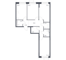 Планировка трехкомнатной(квартира) площадью 78.44 квадратных метров в “ЖК Молжаниново”