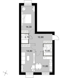 Планировка двухкомнатной(квартира) площадью 58.3 квадратных метров в ЖК “Апрелевка Клаб”