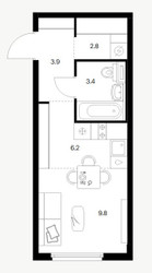 Планировка студии(квартира) площадью 26.1 квадратных метров в ЖК “ЖК Бусиновский парк”