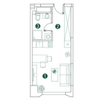 Планировка студии(квартира) площадью 25.8 квадратных метров в “ЖК Вэри на Ботанической”