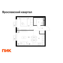Планировка однокомнатной(квартира) площадью 38.2 квадратных метров в ЖК “Ярославский квартал”