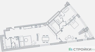 Планировка однокомнатной(апартаменты) площадью 124.6 квадратных метров в “ЖК Звезды Арбата”