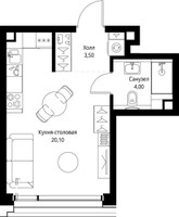 Планировка студии(квартира) площадью 27.8 квадратных метров в “ЖК СЕТ”