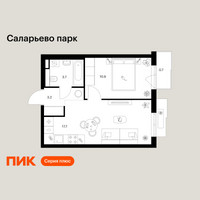 Планировка однокомнатной(квартира) площадью 36.2 квадратных метров в “ЖК Саларьево парк”