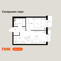 Планировка однокомнатной(квартира) площадью 36.2 квадратных метров в ЖК “ЖК Саларьево парк”