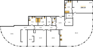 Планировка 4+ комнатной(квартира) площадью 259.14 квадратных метров в “ЖК Sky View (Скай Вью)”