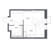 Планировка студии(квартира) площадью 25.36 квадратных метров в “ЖК Большое Путилково”