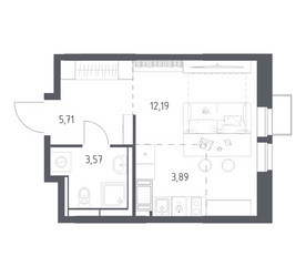 Планировка студии(квартира) площадью 25.36 квадратных метров в ЖК “ЖК Большое Путилково”