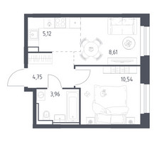 Планировка однокомнатной(квартира) площадью 32.98 квадратных метров в “ЖК Квартал Строгино”