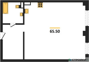 Планировка однокомнатной(квартира) площадью 65.5 квадратных метров в “ЖК Альтаир”