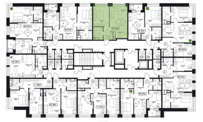 Планировка однокомнатной(квартира) площадью 39.8 квадратных метров в ЖК “ЖК Пушкино Град”