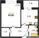 Планировка однокомнатной(квартира) площадью 40.8 квадратных метров в “ЖК Малиново”