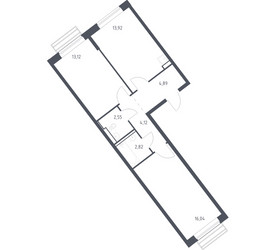 Планировка двухкомнатной(квартира) площадью 56.4 квадратных метров в ЖК “ЖК Рублевский Квартал”