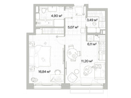 Планировка однокомнатной(квартира) площадью 47.61 квадратных метров в “Архитектурный проект Мыс”