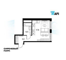 Планировка студии(квартира) площадью 28.5 квадратных метров в ЖК “ЖК Сиреневый парк”