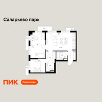Планировка двухкомнатной(квартира) площадью 58.8 квадратных метров в “ЖК Саларьево парк”