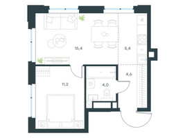 Планировка двухкомнатной(квартира) площадью 40.6 квадратных метров в “ЖК Левел Мичуринский”