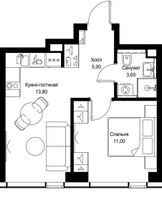 Планировка однокомнатной(квартира) площадью 32.8 квадратных метров в “Мультиквартал СИТИДЗЕН”