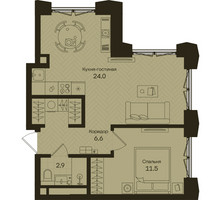 Планировка однокомнатной(квартира) площадью 44.7 квадратных метров в “ЖК Дом на Часовой”