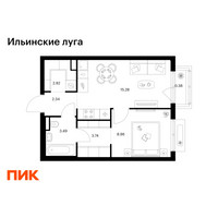 Планировка однокомнатной(квартира) площадью 37.11 квадратных метров в “ЖК Ильинские луга”