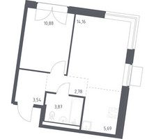 Планировка однокомнатной(квартира) площадью 40.92 квадратных метров в “ЖК Квартал Западный”