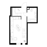 Планировка студии(квартира) площадью 28 квадратных метров в “Квартал Мит”