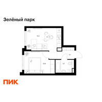 Планировка однокомнатной(квартира) площадью 32 квадратных метров в “ЖК Зеленый парк”