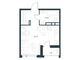 Планировка студии(квартира) площадью 27.5 квадратных метров в “ЖК Level Лесной”