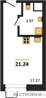 Планировка студии(квартира) площадью 21.24 квадратных метров в “ЖК Citimix (СитиМикс)”