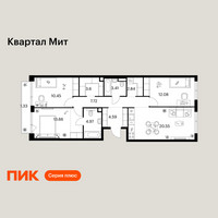 Планировка трехкомнатной(квартира) площадью 89.33 квадратных метров в “Квартал Мит”
