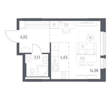 Планировка студии(квартира) площадью 27.29 квадратных метров в “ЖК Квартал Авиаторов”