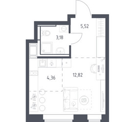 Планировка студии(квартира) площадью 25.88 квадратных метров в ЖК “ЖК Большое Путилково”