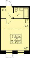 Планировка студии(квартира) площадью 29.9 квадратных метров в “ЖК Дом на Студенческом”