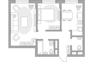 Планировка двухкомнатной(квартира) площадью 52.83 квадратных метров в ЖК “ЖК Живописный”