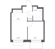 Планировка однокомнатной(квартира) площадью 32.3 квадратных метров в “ЖК Новое Внуково”