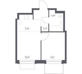 Планировка однокомнатной(квартира) площадью 32.3 квадратных метров в ЖК “ЖК Новое Внуково”