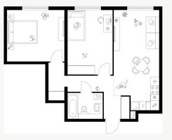 Планировка двухкомнатной(квартира) площадью 62.2 квадратных метров в “ЖК Кронштадтский 9”