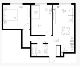 Планировка двухкомнатной(квартира) площадью 62.2 квадратных метров в ЖК “ЖК Кронштадтский 9”