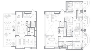 Планировка трехкомнатной(квартира) площадью 284.4 квадратных метров в “Клубный дом PHANTOM (Фантом)”
