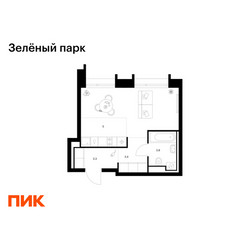 Планировка студии(квартира) площадью 29.8 квадратных метров в ЖК “ЖК Зеленый парк”