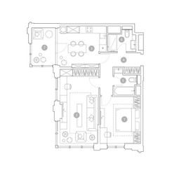 Планировка двухкомнатной(квартира) площадью 68.6 квадратных метров в ЖК “ЖК ВЭРИ на Миклухо-Маклая”