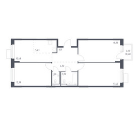 Планировка трехкомнатной(квартира) площадью 81.28 квадратных метров в ЖК “ЖК Молжаниново”