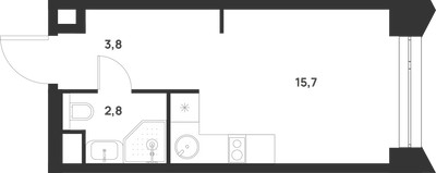 Планировка студии(квартира) площадью 22.3 квадратных метров в ЖК “ЖК Войс”
