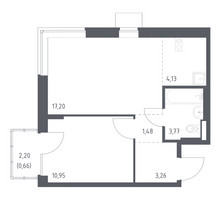 Планировка однокомнатной(квартира) площадью 41.45 квадратных метров в “ЖК Подольские кварталы”