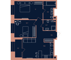 Планировка трехкомнатной(квартира) площадью 70.5 квадратных метров в “Квартал Эра”