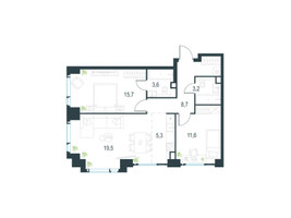 Планировка трехкомнатной(квартира) площадью 67.6 квадратных метров в “ЖК Левел Мичуринский”
