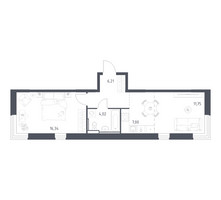 Планировка однокомнатной(квартира) площадью 45.32 квадратных метров в “ЖК Квартал Ивакино”