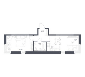 Планировка однокомнатной(квартира) площадью 45.32 квадратных метров в ЖК “ЖК Квартал Ивакино”