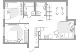 Планировка 4+ комнатной(квартира) площадью 72.76 квадратных метров в “ЖК Аникеевский”